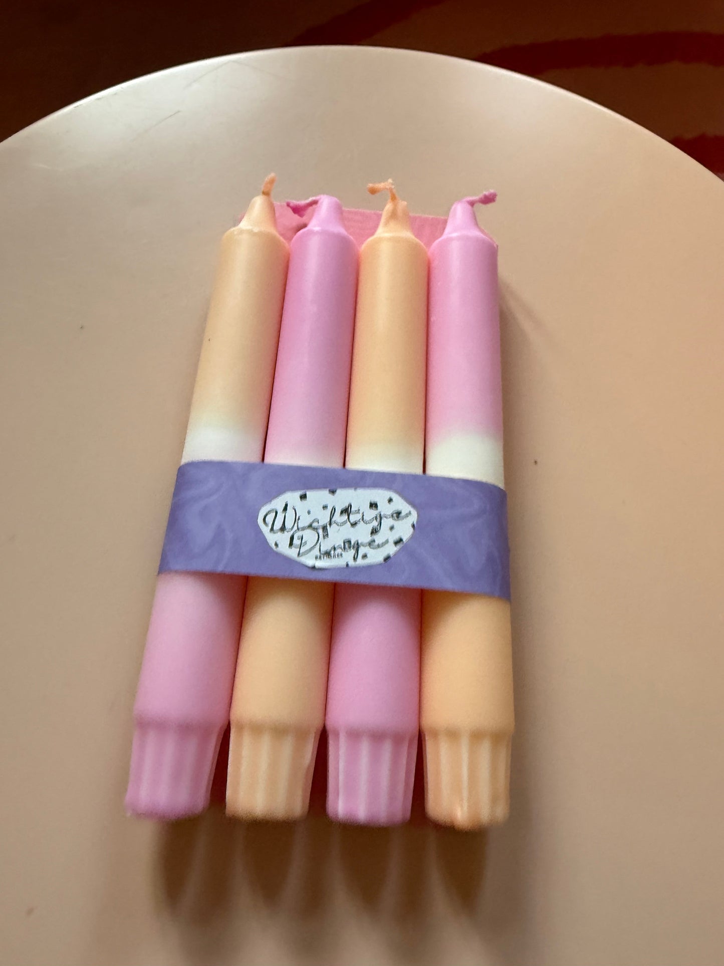 Neon Dip Dye Kerzen 4er Set pastelliges Rosa und Beige - Handgefärbt Premium Dekoration WichtigeDinge