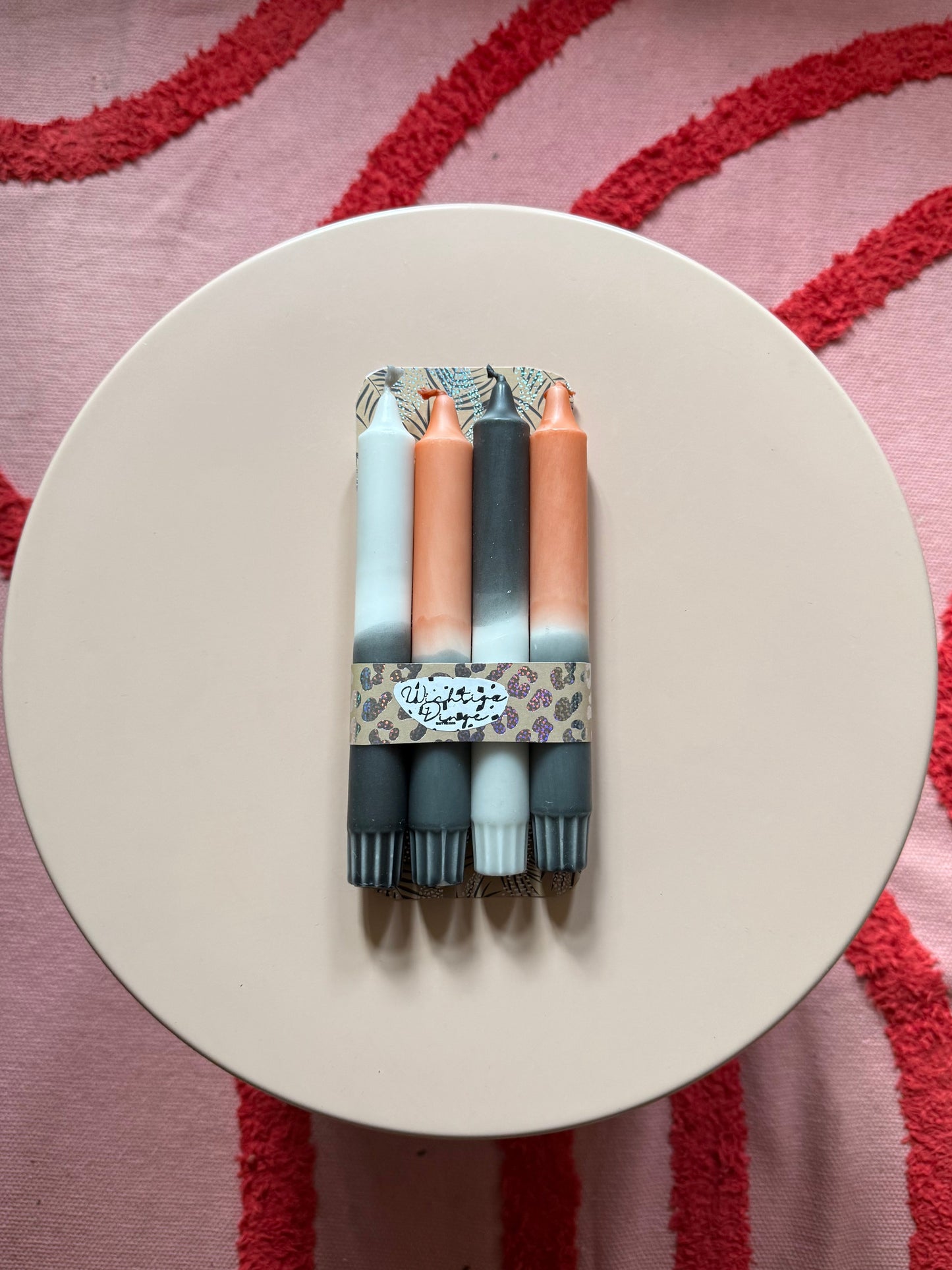 Herbstliche Dip Dye Kerzen 4er Set - Handgefärbt in Grau, Schwarz & Braun WichtigeDinge