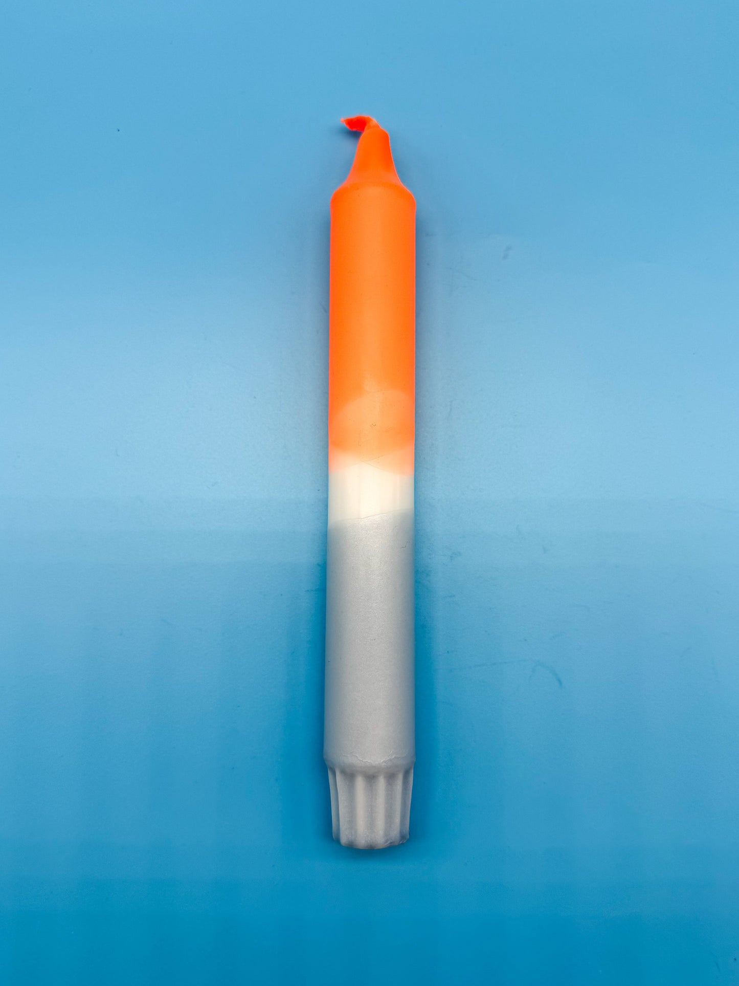 Handgefärbte Dip Dye Kerzen 4er Set - Neon & Silber Mix Mein Shop