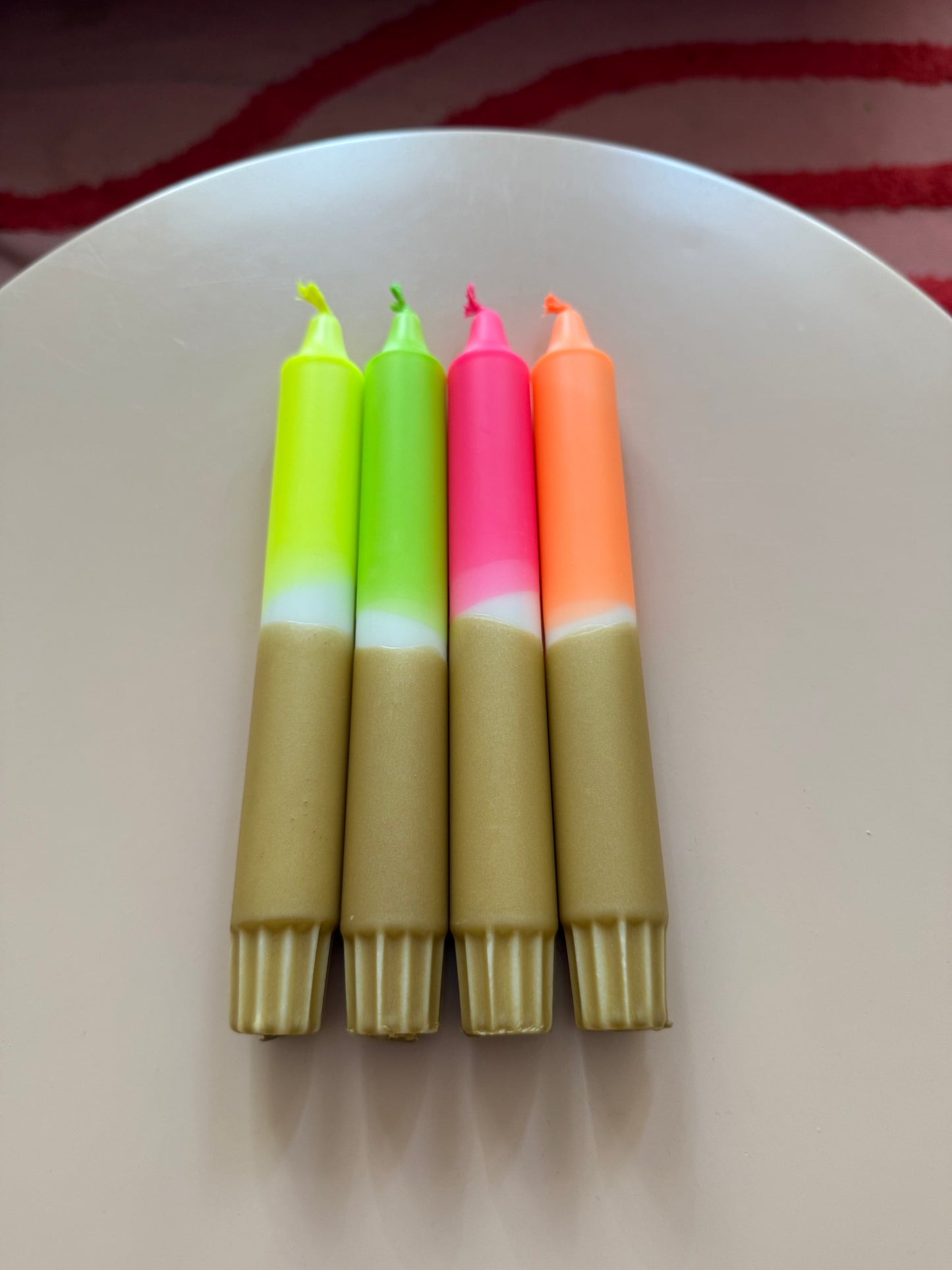Handgefärbte Dip Dye Kerzen 4er Set - Neon & Gold Mix Mein Shop