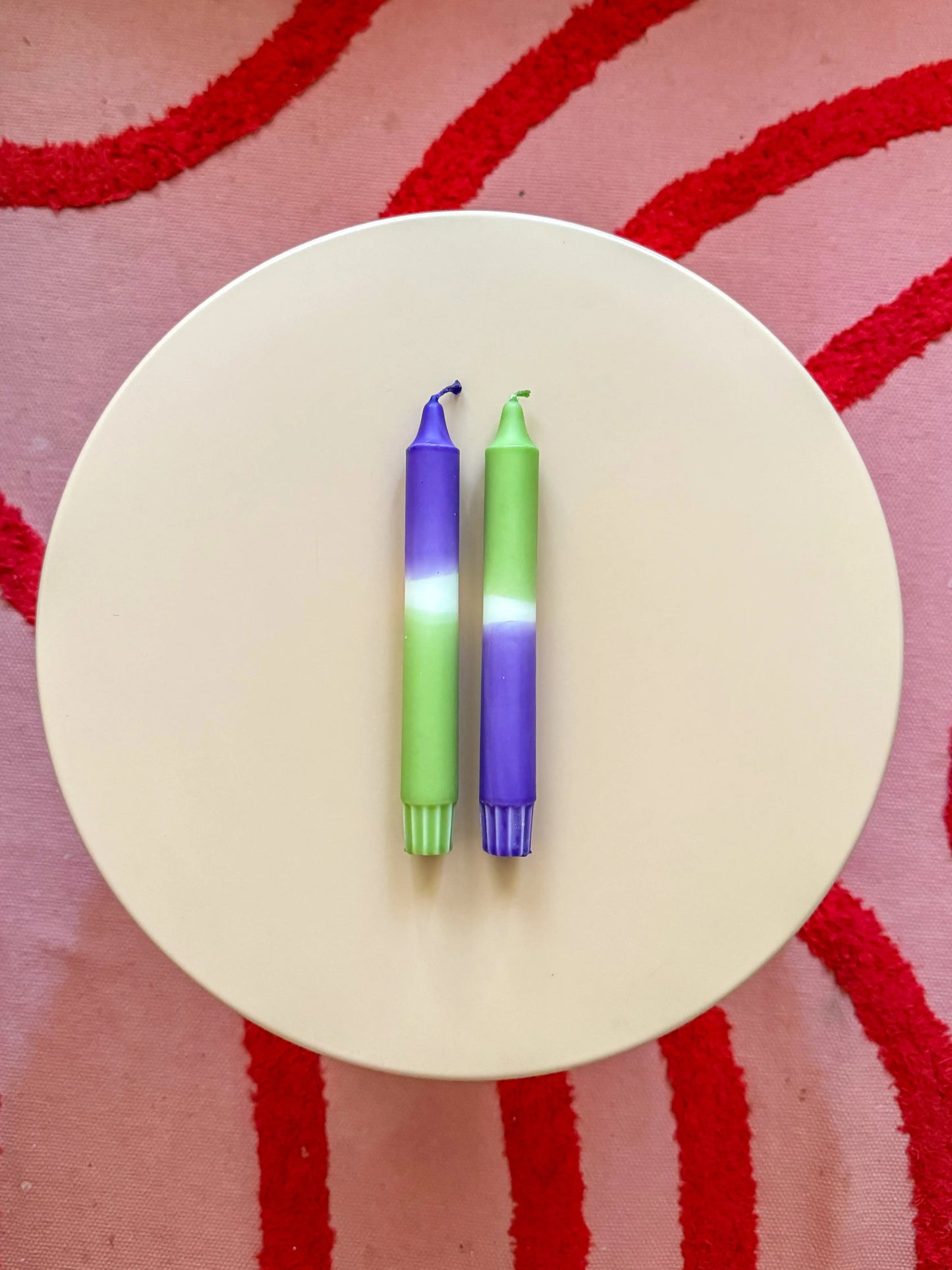Handgefärbte Dip Dye Kerzen Lila Grün - Bloom & Lime Mein Shop