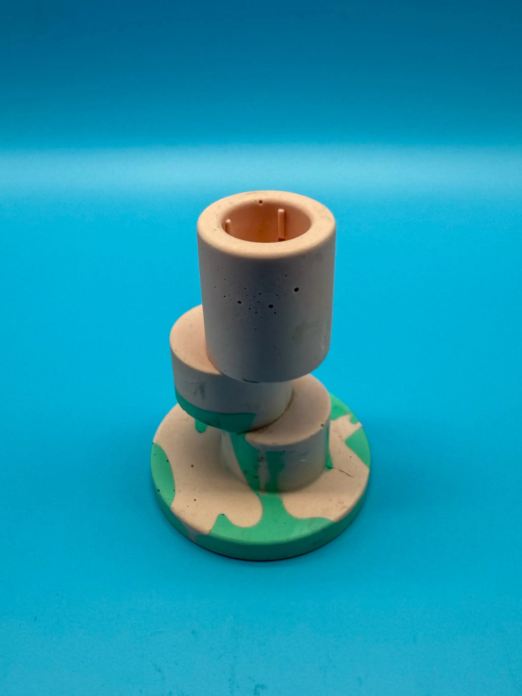 Jesmonite Kerzenständer Stapelform Peach Grün - Handgemachte Designer Deko Mein Shop