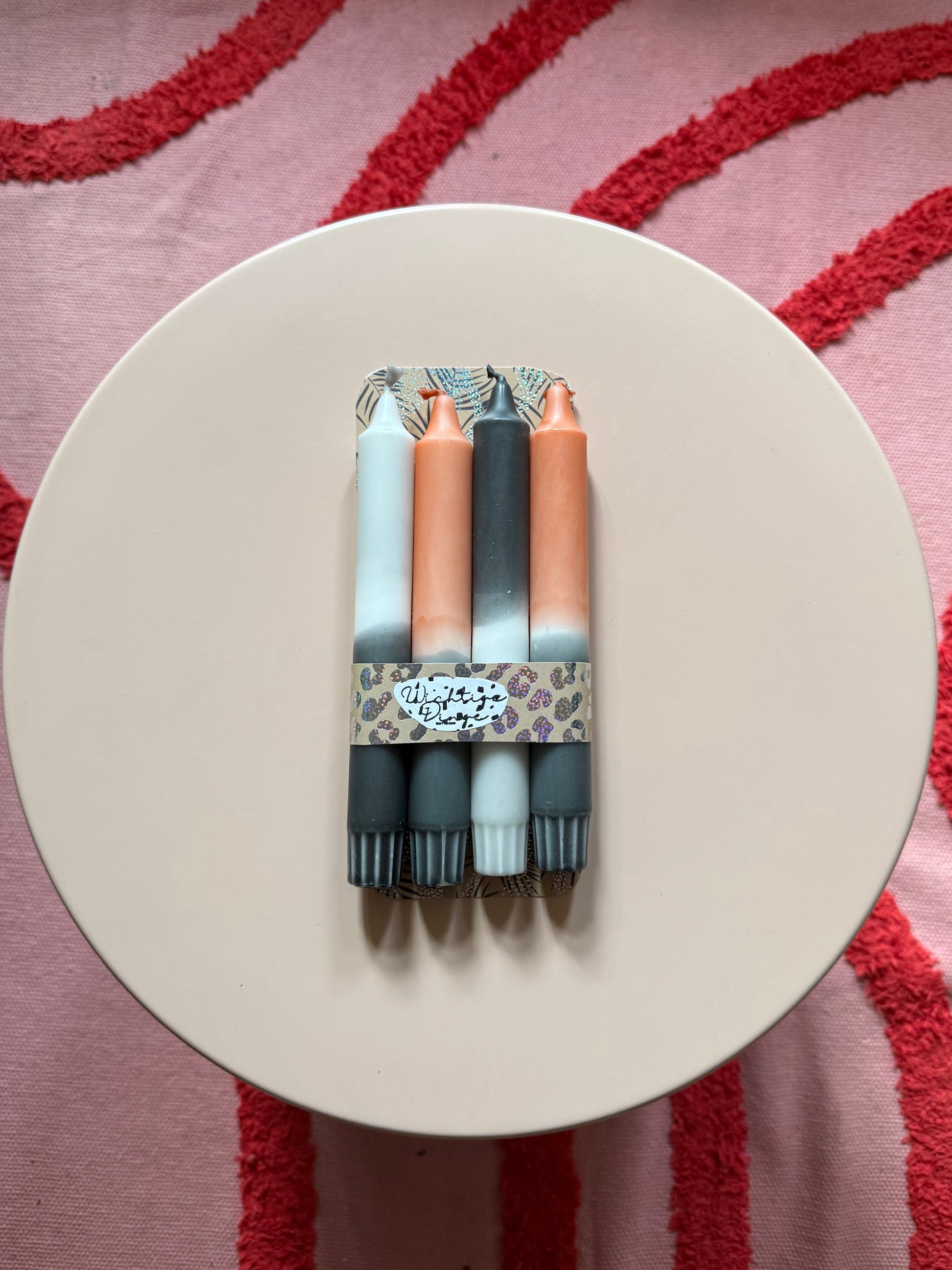 Herbstliche Dip Dye Kerzen 4er Set - Handgefärbt in Grau, Schwarz & Braun WichtigeDinge