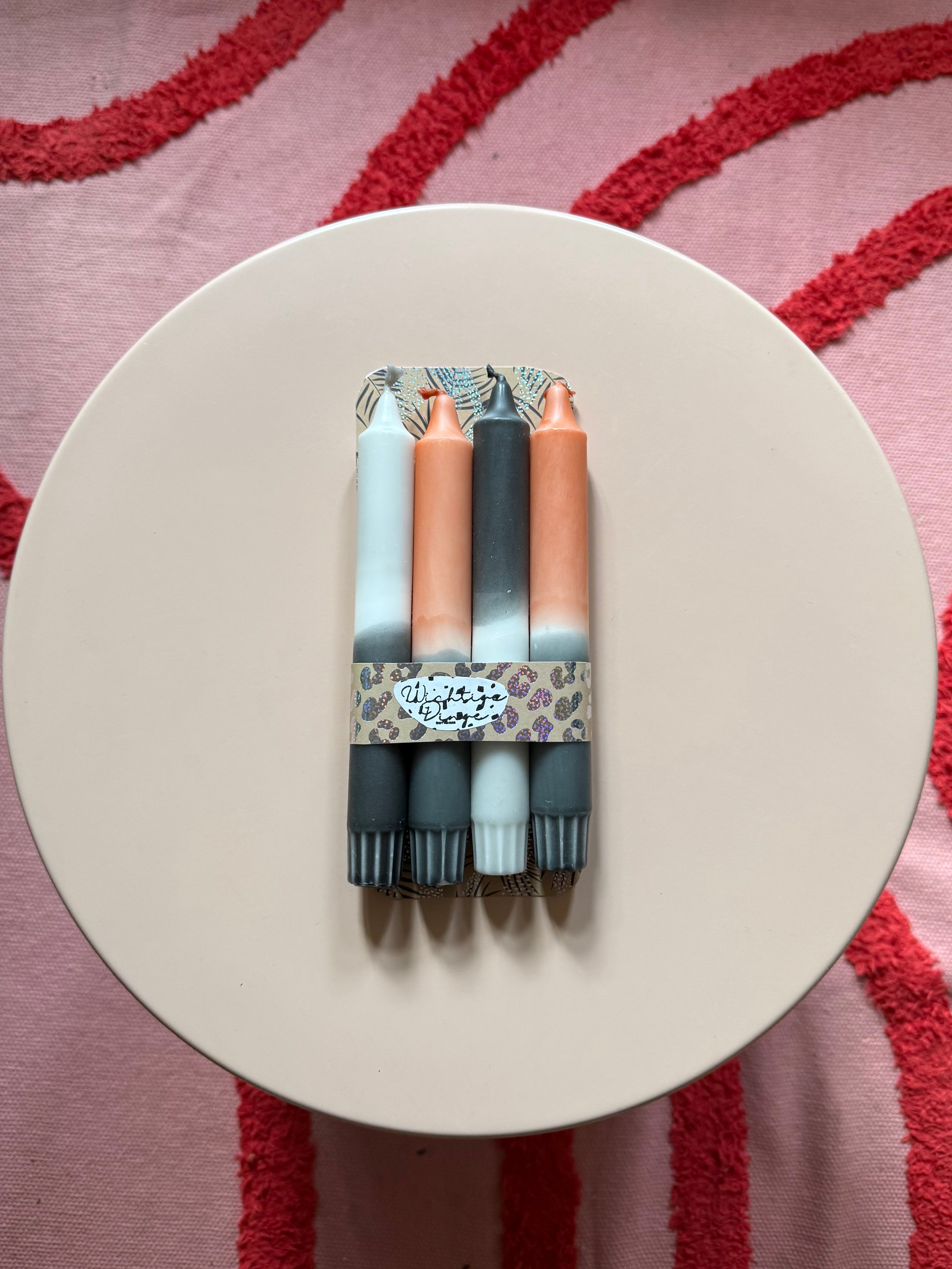 Herbstliche Dip Dye Kerzen 4er Set - Handgefärbt in Grau, Schwarz & Braun WichtigeDinge