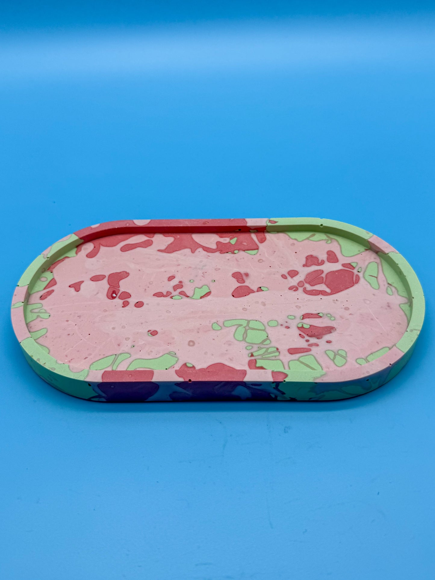 Ablage Oval Splatter Melon - Handgemacht Designer Deko Schale WichtigeDinge
