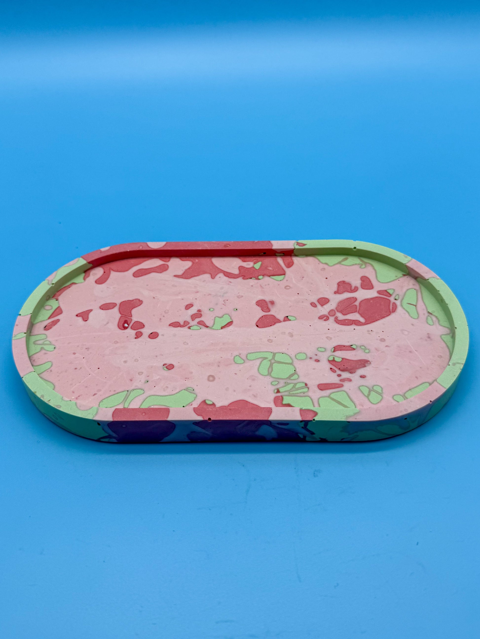 Ablage Oval Splatter Melon - Handgemacht Designer Deko Schale WichtigeDinge