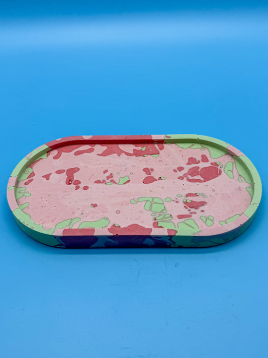 Ablage Oval Splatter Melon - Handgemacht Designer Deko Schale WichtigeDinge