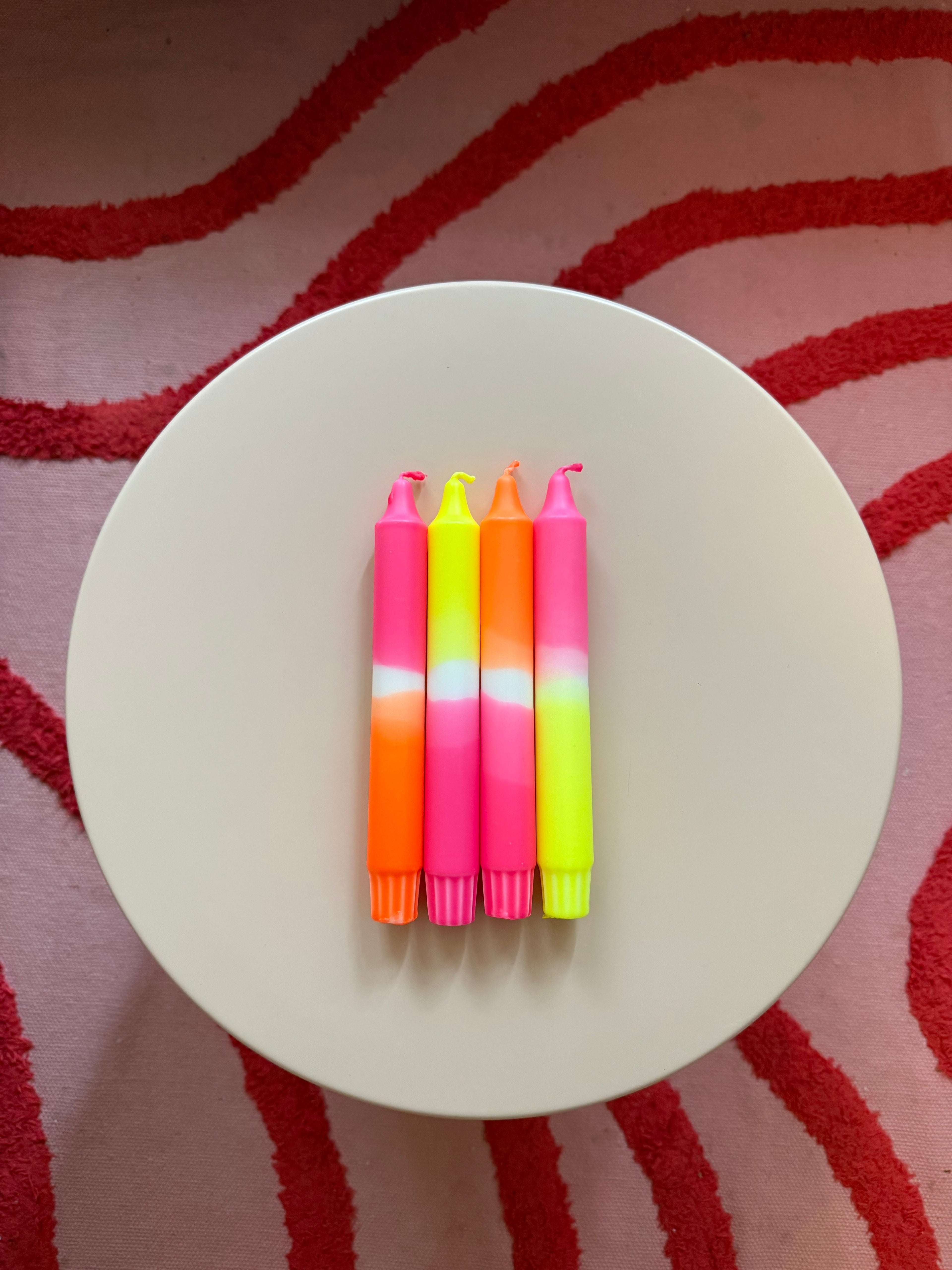 Neon Dip Dye Kerzen 4er Set - Lemon Candyshop Mein Shop