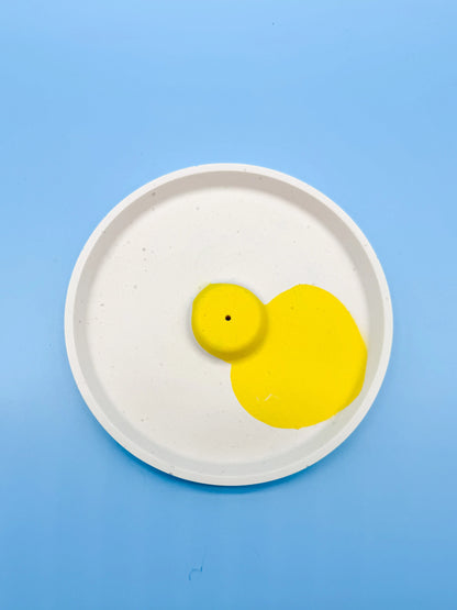 Räucherstäbchenhalter Rund Gelbe Sonne - Handgefertigt aus Jesmonite | Designer Deko WichtigeDinge