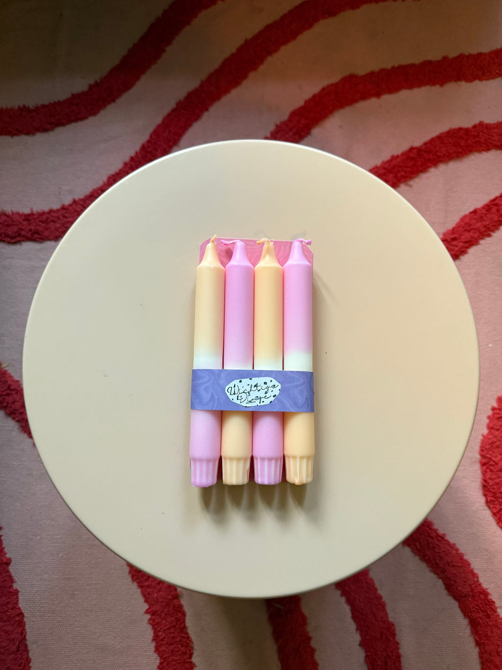 Neon Dip Dye Kerzen 4er Set pastelliges Rosa und Beige - Handgefärbt Premium Dekoration WichtigeDinge