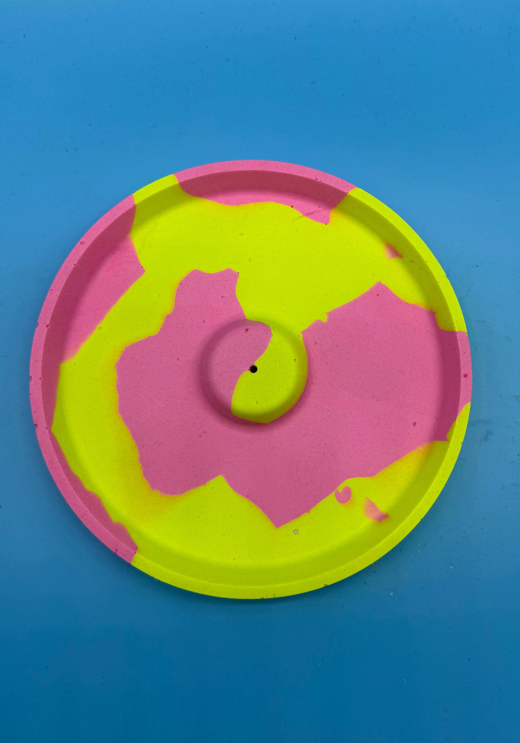 Räucherstäbchenhalter Rund Neon Gelb Pink - Handgemacht Designer Deko WichtigeDinge