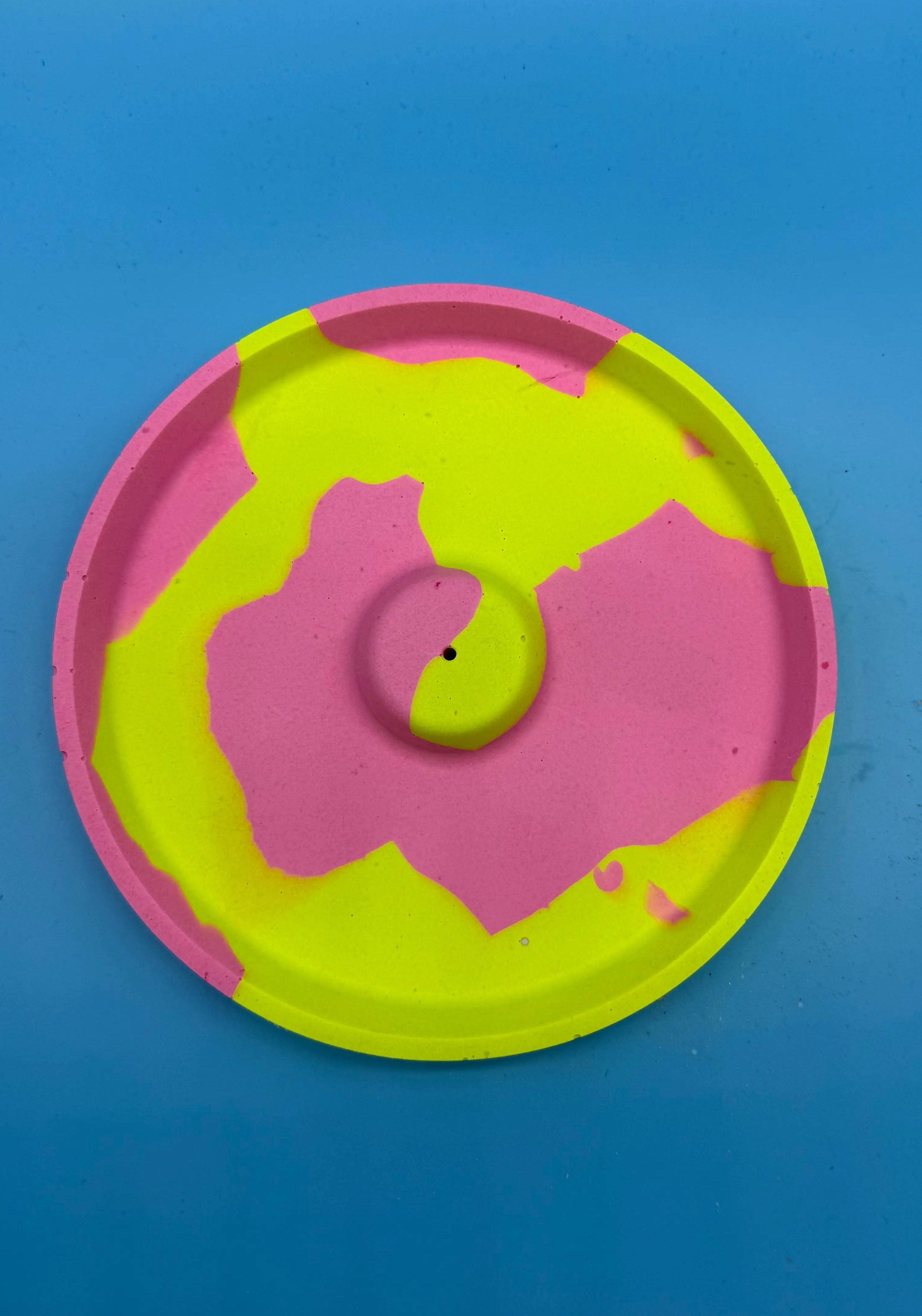 Räucherstäbchenhalter Rund Neon Gelb Pink - Handgemacht Designer Deko WichtigeDinge