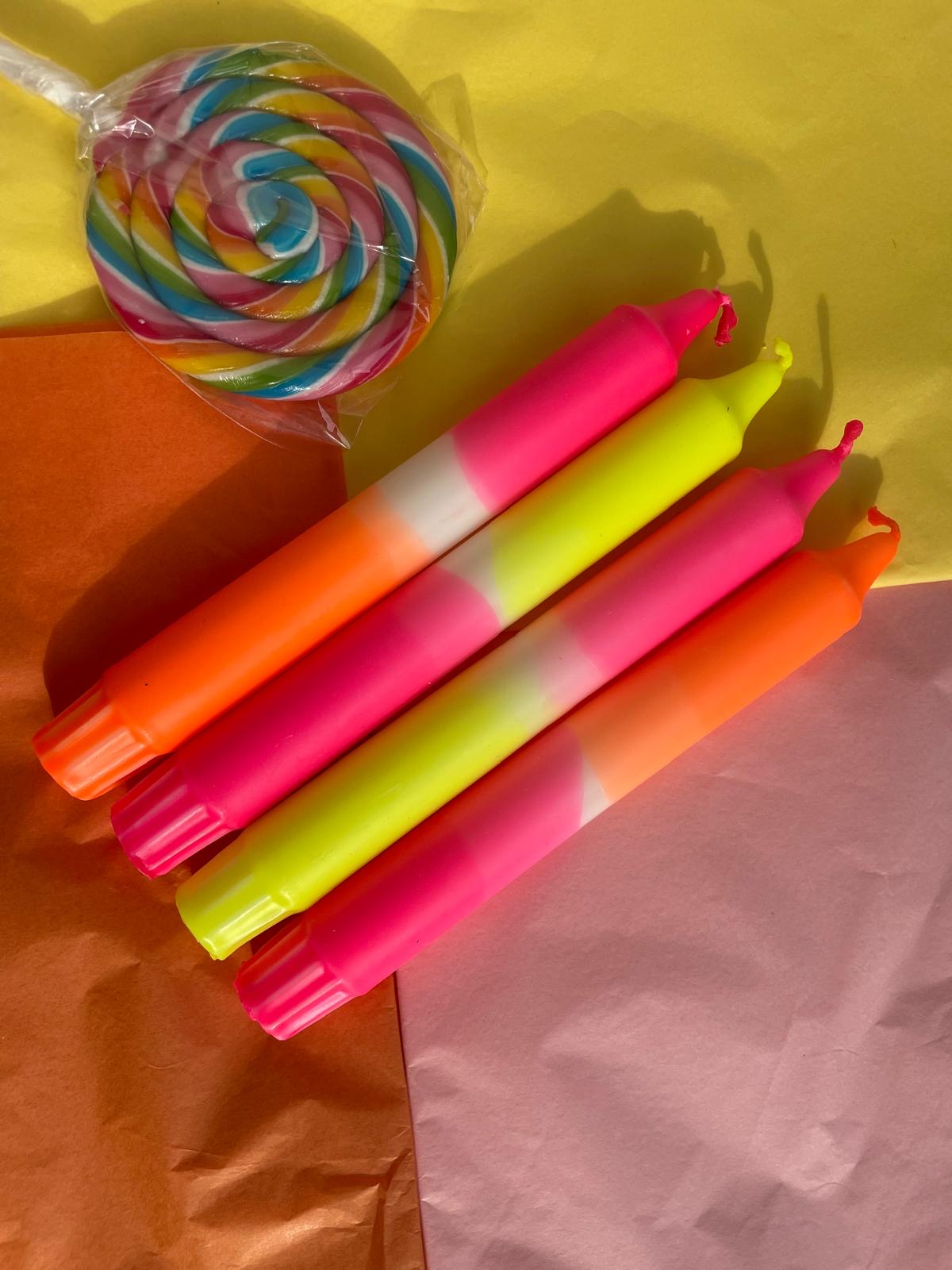 Neon Dip Dye Kerzen 4er Set - Lemon Candyshop Mein Shop