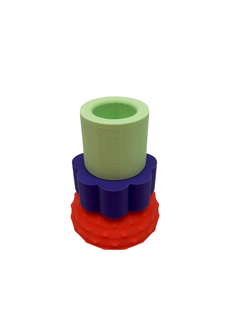 3D-Kerzenständer Flower Pop in Grün, Lila und Rot