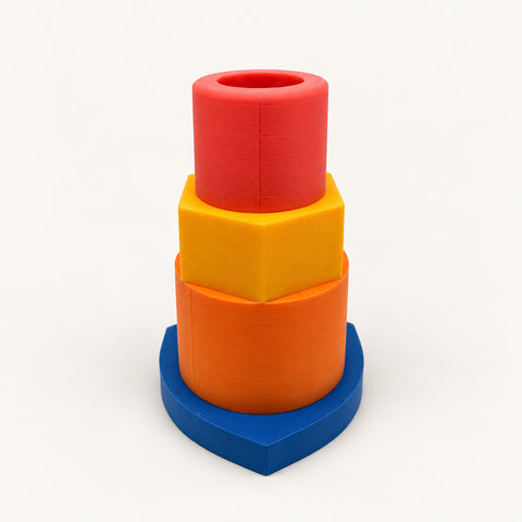 3D-Kerzenständer modular – Nut & Bolt · freigestellt auf neutralem Hintergrund