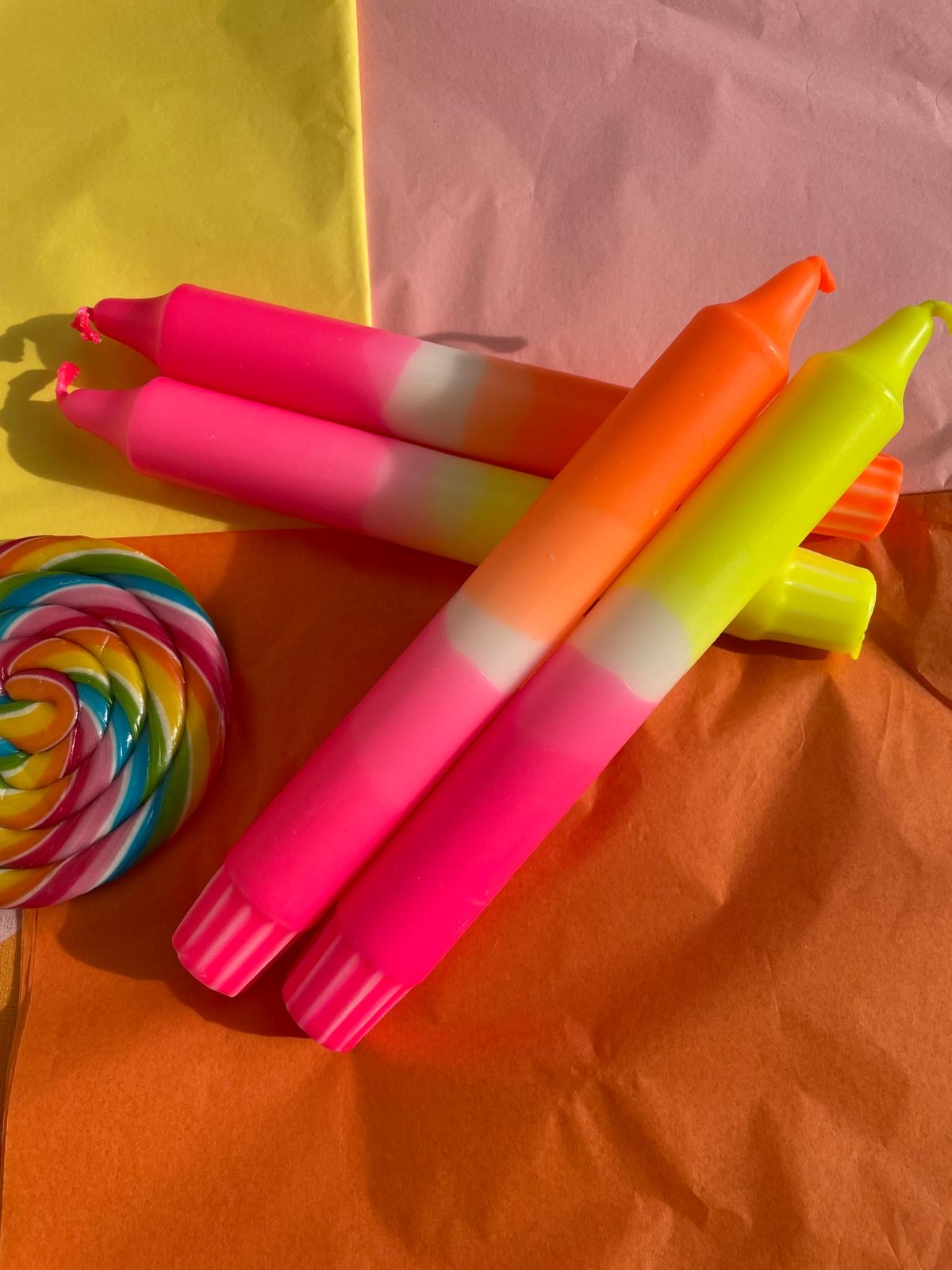 Neon Dip Dye Kerzen 4er Set - Lemon Candyshop Mein Shop