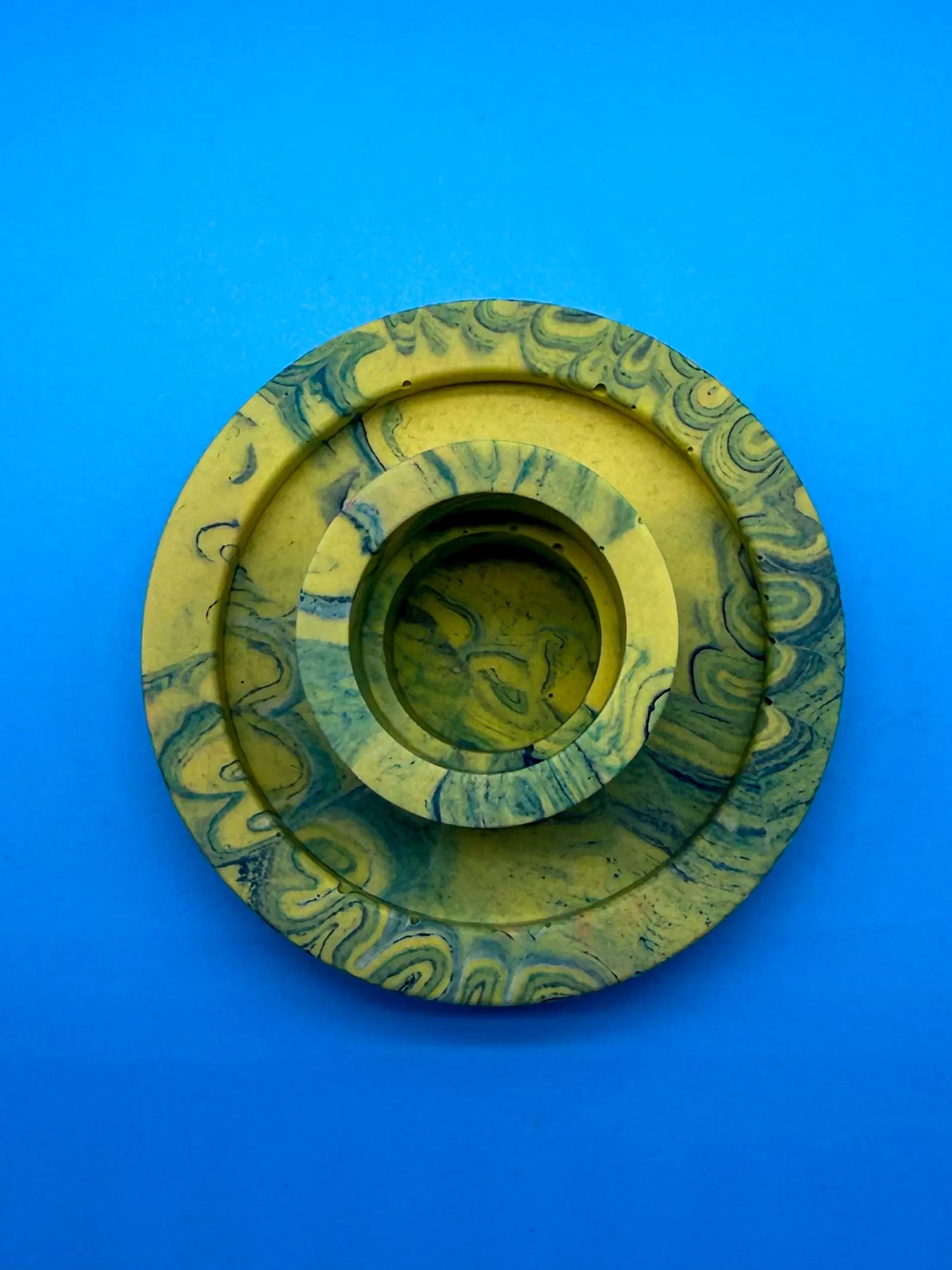 Jesmonite Kerzenständer Rund Gelb Grün Marmoriert - Handgemacht Designer Deko Mein Shop