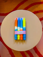 Neon Dip Dye Kerzen 4er Set Mixmatch Blau/ Gelb & Orange/ Blau- Handgefärbt Premium Dekoration (Kopie) WichtigeDinge