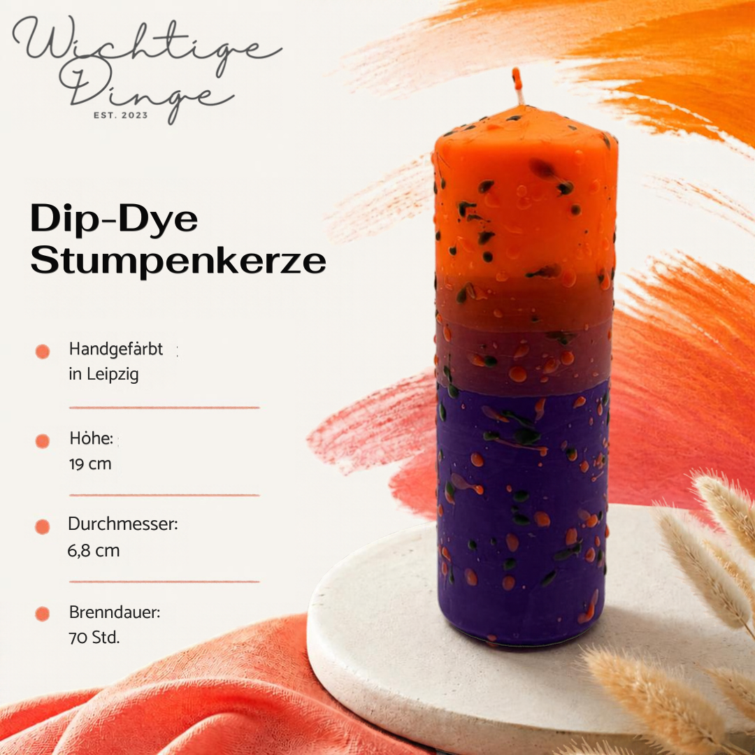 Dip Dye Stumpenkerze – Twilight Splash von WichtigeDinge