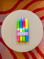 Neon Dip Dye Kerzen 4er Set Mixmatch Blau, gelb, Pink & Grün- Handgefärbt Premium Dekoration (Kopie) WichtigeDinge