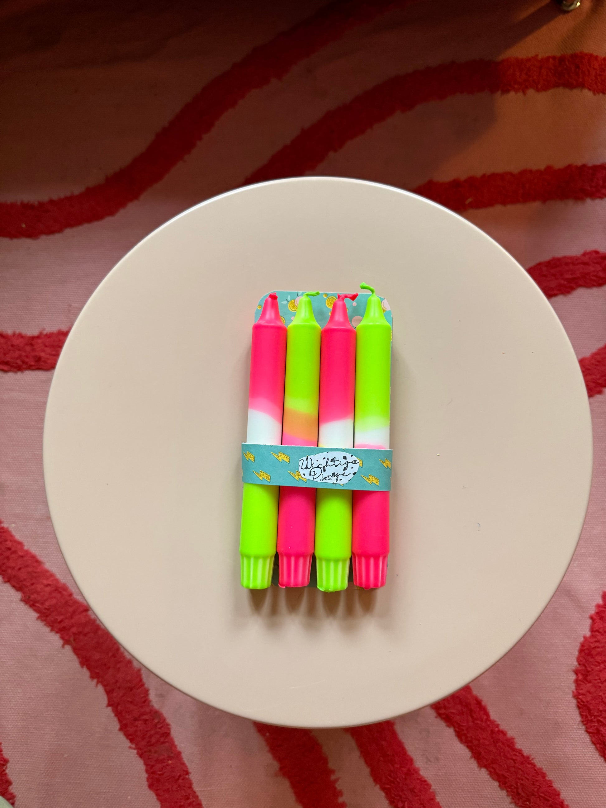 Neon Dip Dye Kerzen 4er Set Pink Grün - Handgefärbt | Premium Dekoration WichtigeDinge