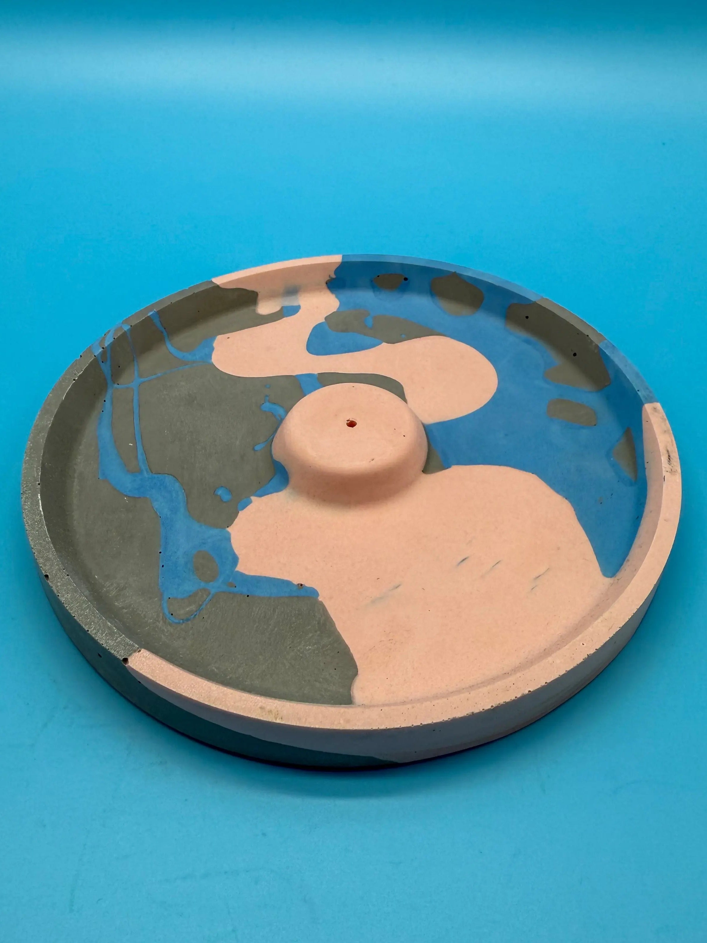 Räucherstäbchenhalter rund rosa schwarz blau - Handgemachte Designer Deko WichtigeDinge