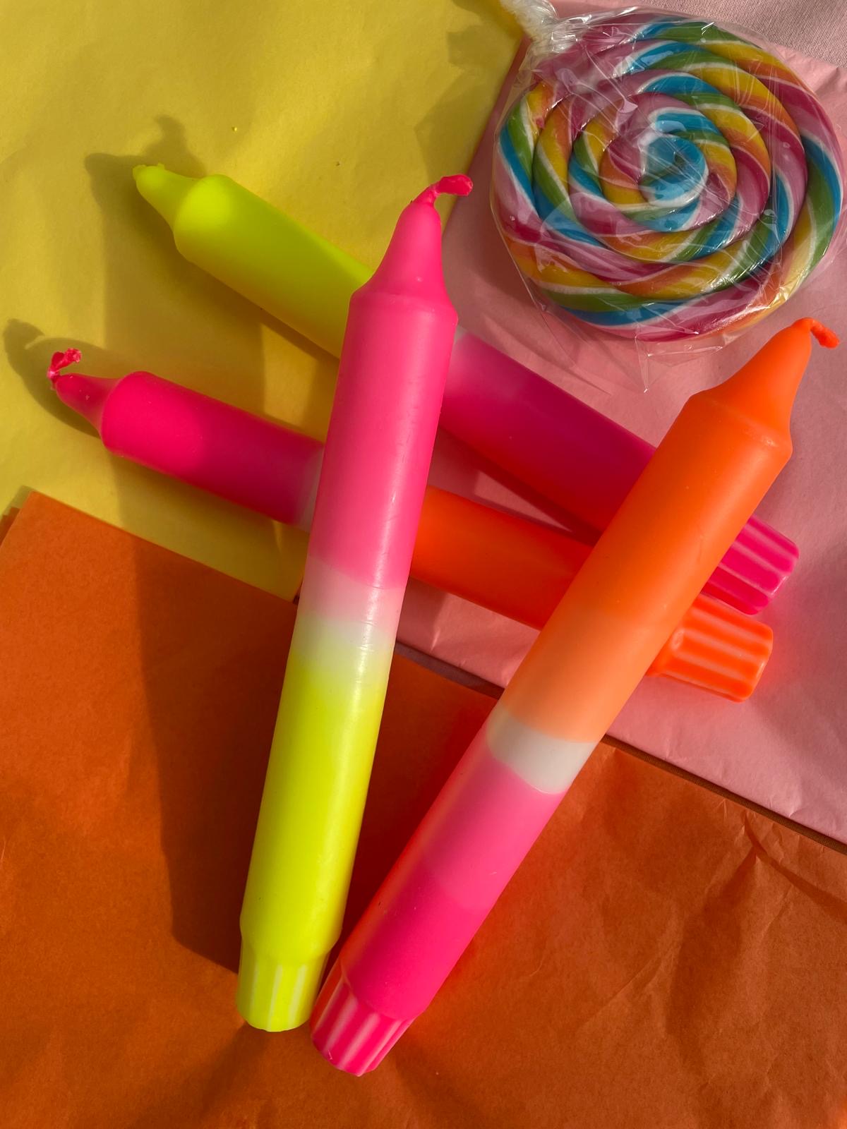 Neon Dip Dye Kerzen 4er Set - Lemon Candyshop Mein Shop
