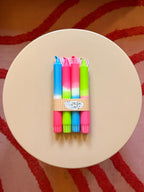 Neon Dip Dye Kerzen 4er Set Mixmatch Pink, blau & pink, blau- Handgefärbt Premium Dekoration (Kopie) WichtigeDinge