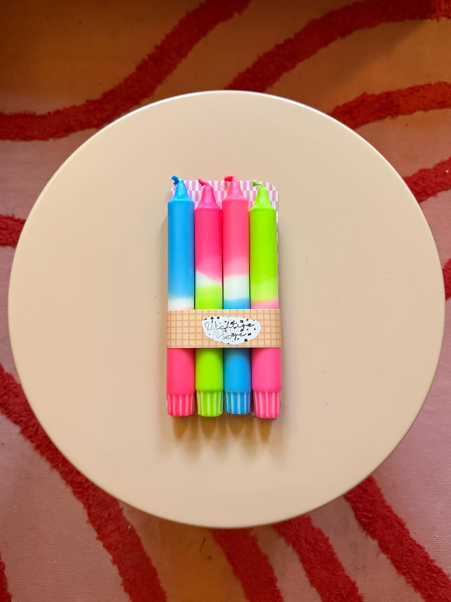 Neon Dip Dye Kerzen 4er Set Mixmatch Pink, blau & pink, blau- Handgefärbt Premium Dekoration (Kopie) WichtigeDinge