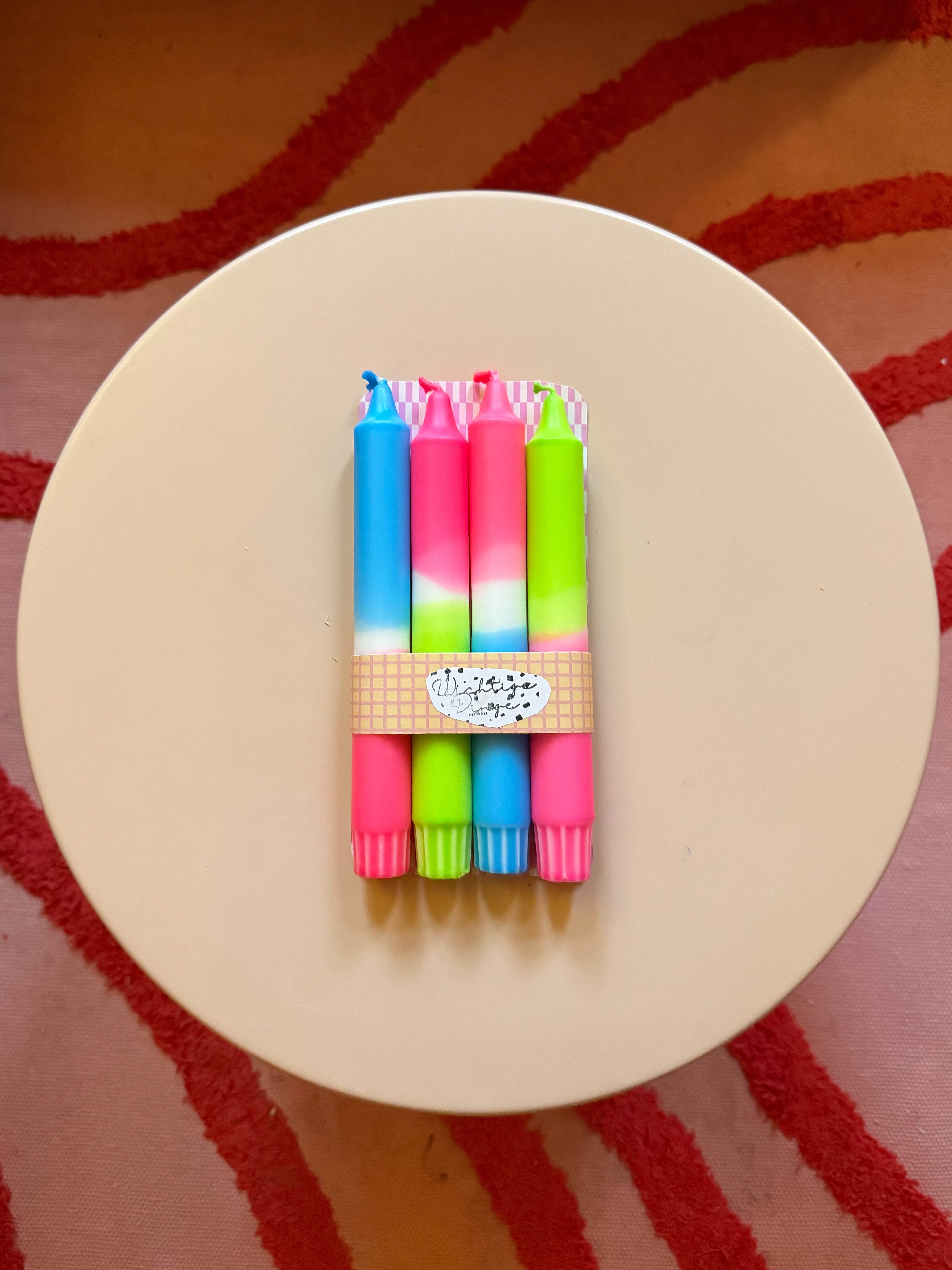 Neon Dip Dye Kerzen 4er Set Mixmatch Pink, blau & pink, blau- Handgefärbt Premium Dekoration (Kopie) WichtigeDinge
