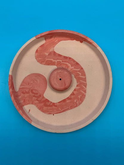 Räucherstäbchenhalter rund rosa rote Linie - Handgemachte Designer Deko WichtigeDinge