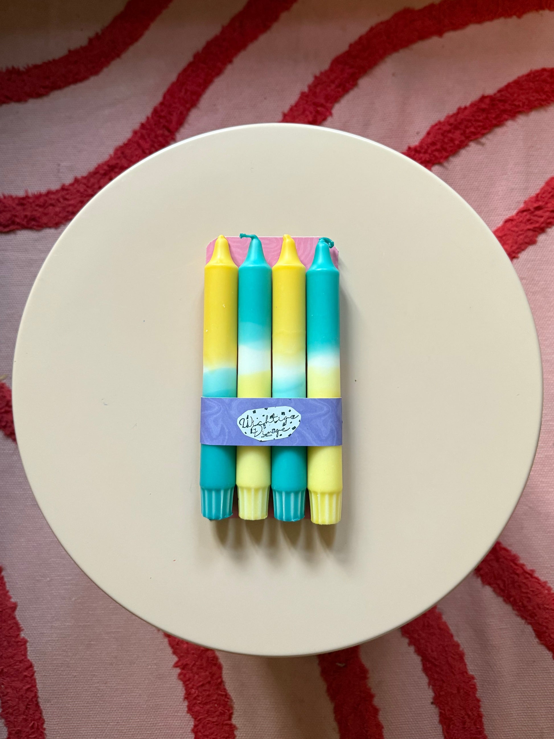 Neon Dip Dye Kerzen 4er Set pastelliges grün und gelb- Handgefärbt Premium Dekoration WichtigeDinge