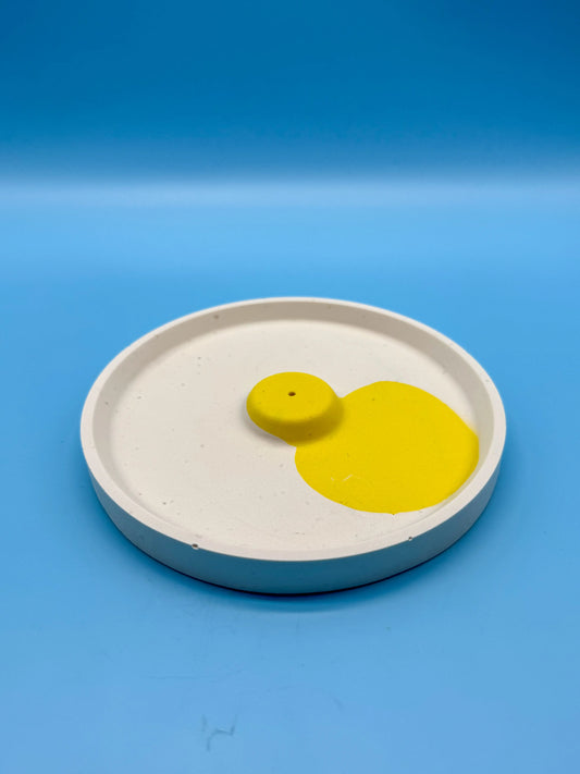 Räucherstäbchenhalter Rund Gelbe Sonne - Handgefertigt aus Jesmonite | Designer Deko WichtigeDinge