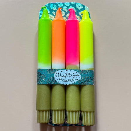 Dip Dye Kerzen 4er Set – Golden Neon Glow von WichtigeDinge