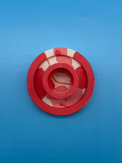 Jesmonite Kerzenständer Rund Rot Rosa - Handgemachte Designer Deko