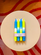 Neon Dip Dye Kerzen 4er Set Neon Gelb & Blau- Handgefärbt Premium Dekoration WichtigeDinge