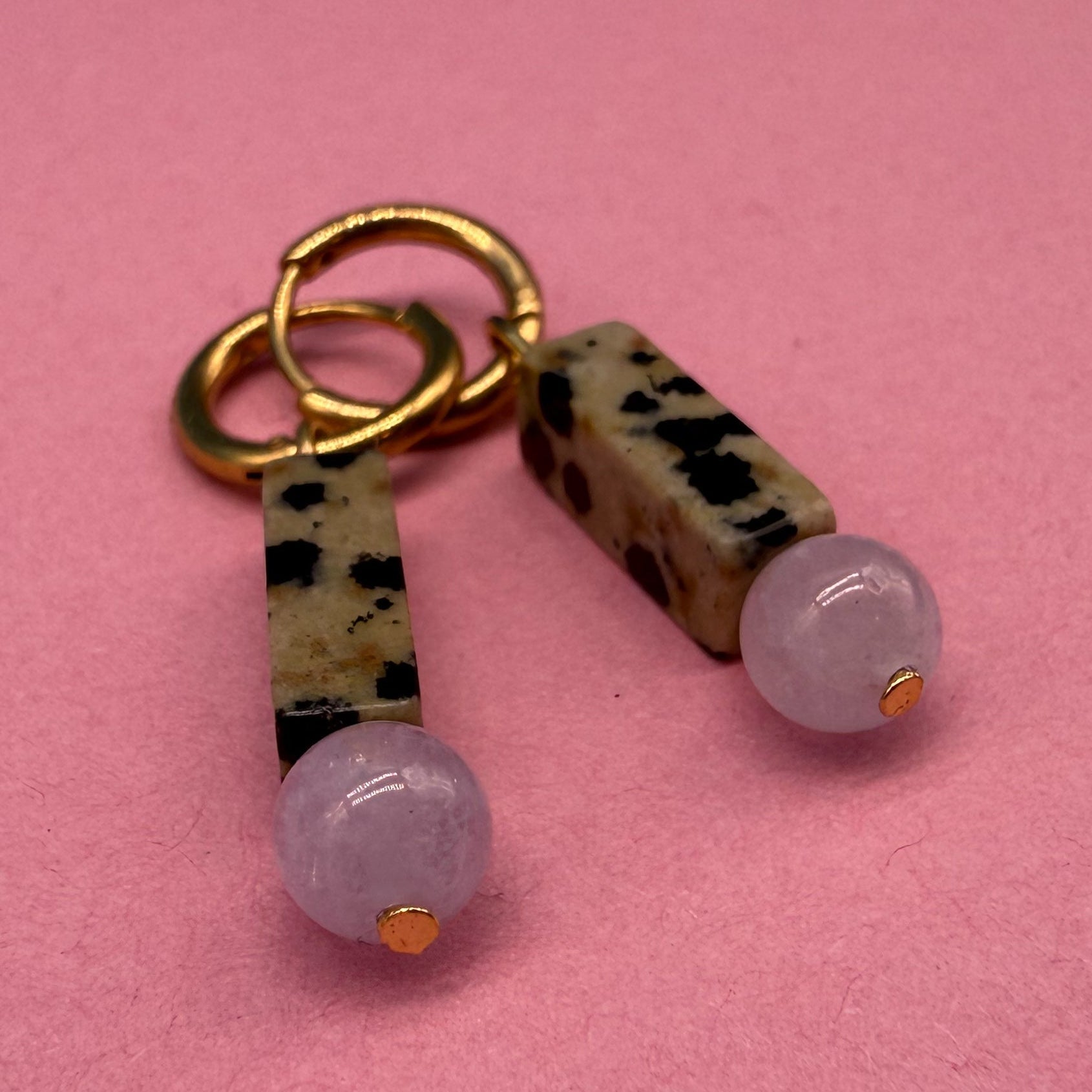 Ohrring mit Stein und rosa Perle (Kopie) WichtigeDinge