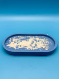 Ablage Oval Blau Weiß Splatter - Handgemacht Designer Deko Schale WichtigeDinge