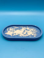 Ablage Oval Blau Weiß Splatter - Handgemacht Designer Deko Schale WichtigeDinge