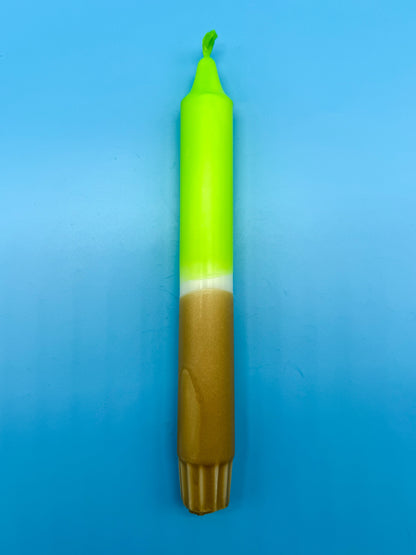 Handgefärbte Dip Dye Kerzen 4er Set - Neon & Gold Mix Mein Shop
