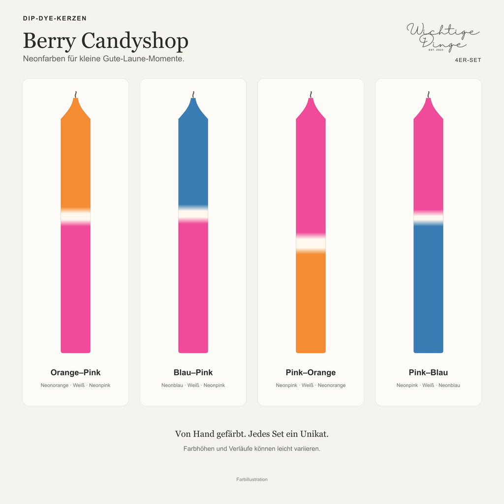 Dip Dye Kerzen 4er Set – Berry Candyshop