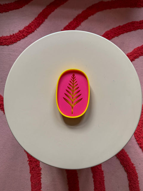 3D-gedruckte Seifenschale – Oval Gelb Pink von WichtigeDinge