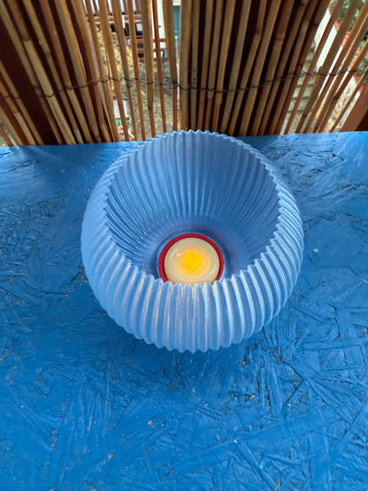 3D-gedruckte LED Lampe – Blauer runder Schirm & roter Fuß | Moderne Ambient-Lampe WichtigeDinge