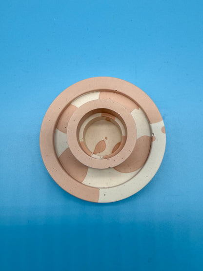 Jesmonite Kerzenständer Rosa Kuhfleck Rund - Handgemacht Designer Deko WichtigeDinge