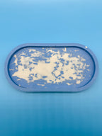 Ablage Oval Blau Weiß Splatter - Handgemacht Designer Deko Schale WichtigeDinge