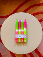 Neon Dip Dye Kerzen 4er Set Grün & Pink - Handgefärbt Premium Dekoration WichtigeDinge
