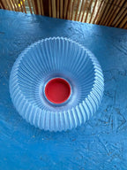 3D-gedruckte LED Lampe – Blauer runder Schirm & roter Fuß | Moderne Ambient-Lampe WichtigeDinge