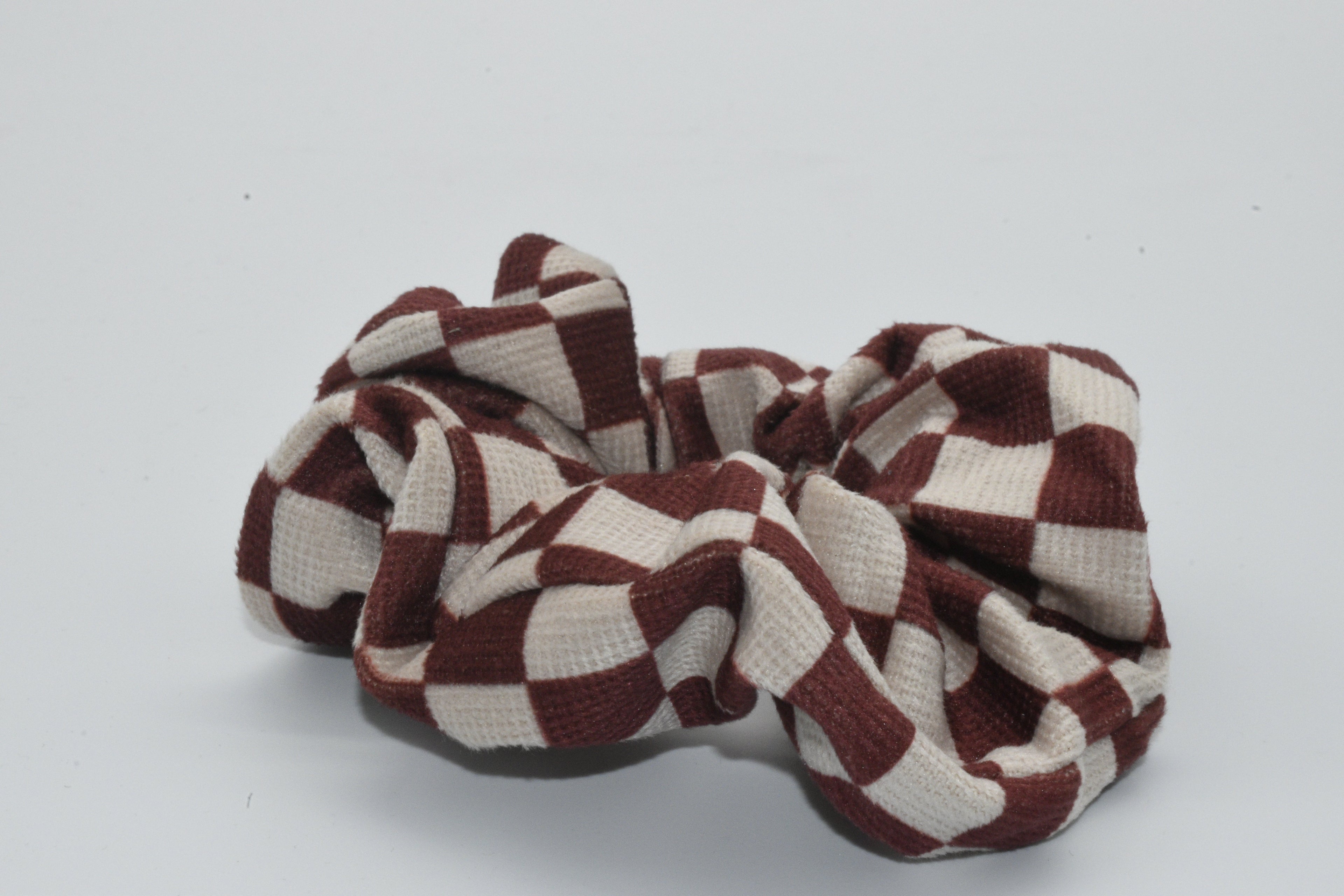 Kariertes Scrunchie Bordeauxrot Mein Shop