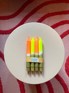 Neon Dip Dye Kerzen 4er Set gold neon orange und gelb - Handgefärbt Premium Dekoration WichtigeDinge
