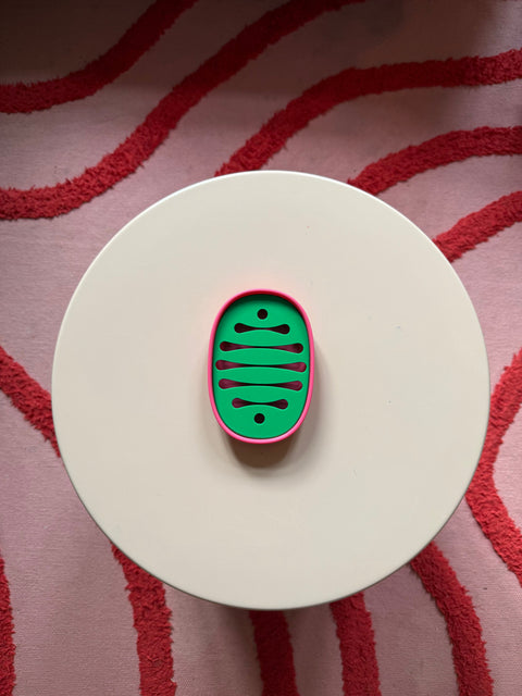 3D-gedruckte Seifenschale – Oval Grün Pink von WichtigeDinge